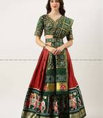Red Embroidered Art Silk lehenga choli