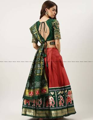 Red Embroidered Art Silk lehenga choli 2