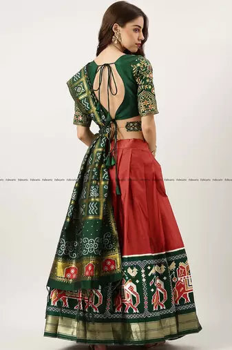 Red Embroidered Art Silk lehenga choli