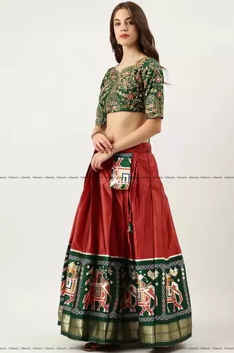 Red Embroidered Art Silk lehenga choli