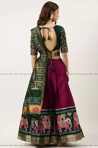 Purple Embroidered Art Silk lehenga choli