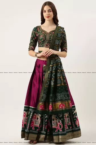 Purple Embroidered Art Silk lehenga choli
