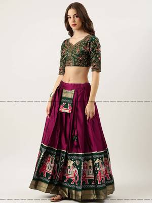 Purple Embroidered Art Silk lehenga choli 4