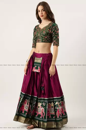 Purple Embroidered Art Silk lehenga choli