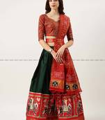 Green Embroidered Art Silk lehenga choli