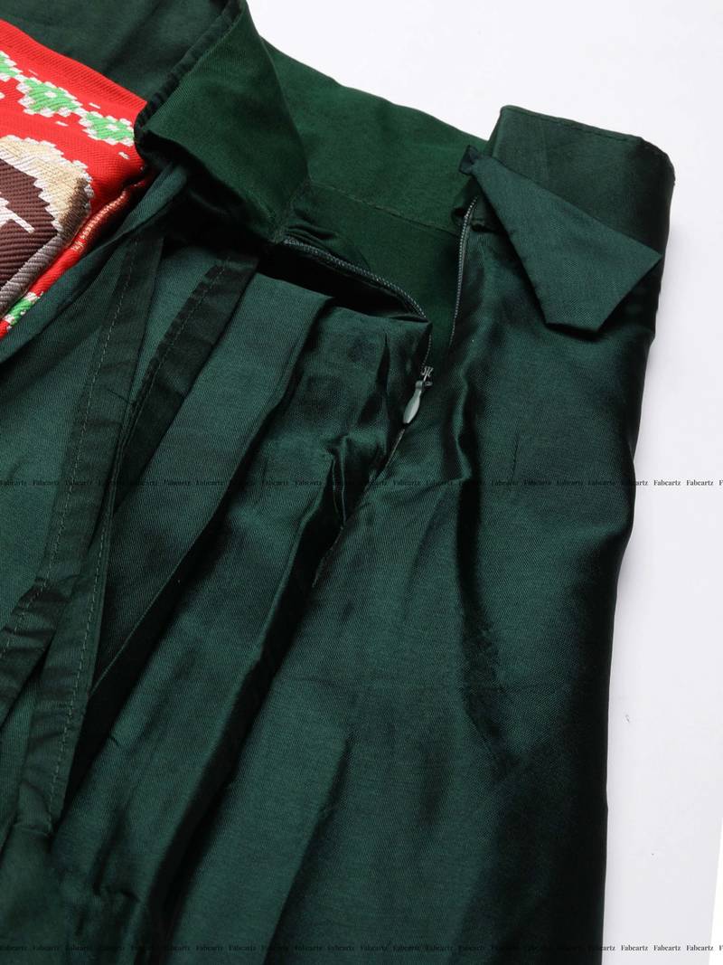 Green Embroidered Art Silk lehenga choli