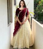 Maroon Embroidered Art Silk lehenga choli