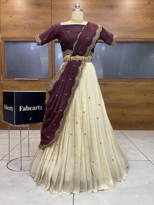 Maroon Embroidered Art Silk lehenga choli 2