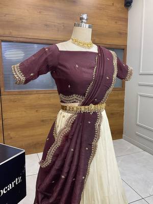 Maroon Embroidered Art Silk lehenga choli 3
