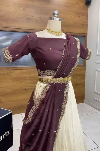 Maroon Embroidered Art Silk lehenga choli