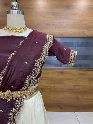 Maroon Embroidered Art Silk lehenga choli 4
