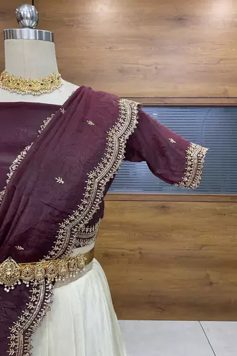 Maroon Embroidered Art Silk lehenga choli