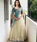 Blue Embroidered Art Silk lehenga choli