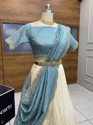 Blue Embroidered Art Silk lehenga choli 3