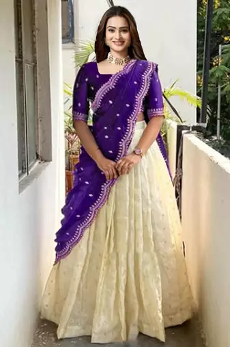Purple Embroidered Art Silk lehenga choli