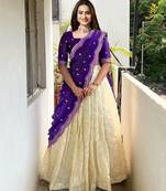 Purple Embroidered Art Silk lehenga choli