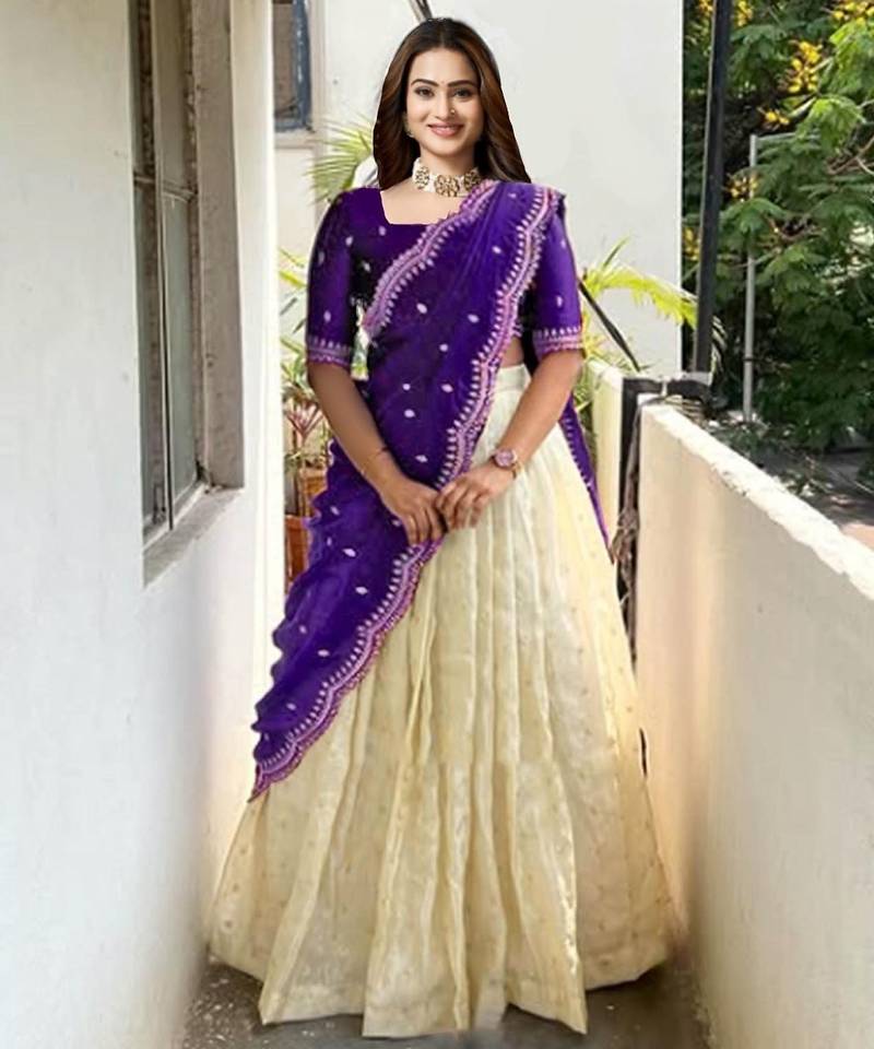 Purple Embroidered Art Silk lehenga choli