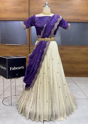 Purple Embroidered Art Silk lehenga choli 2