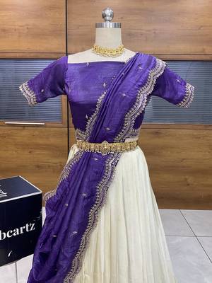 Purple Embroidered Art Silk lehenga choli 3