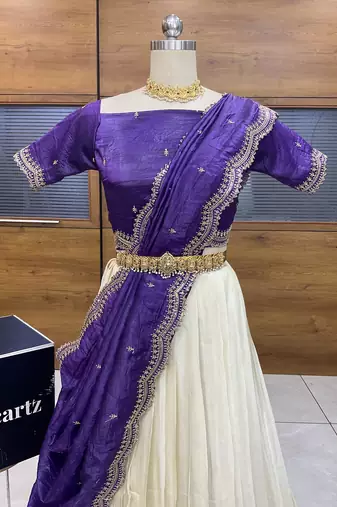 Purple Embroidered Art Silk lehenga choli