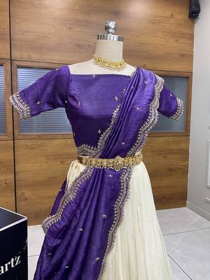 Purple Embroidered Art Silk lehenga choli 4