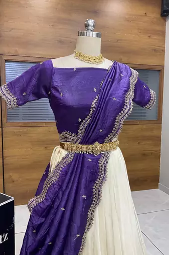 Purple Embroidered Art Silk lehenga choli