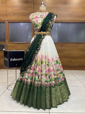 Green Embroidered Art Silk lehenga choli 1