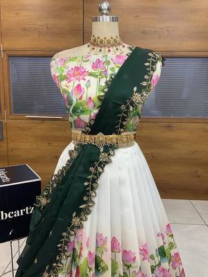 Green Embroidered Art Silk lehenga choli 2