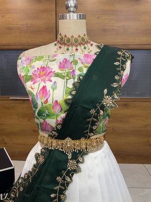 Green Embroidered Art Silk lehenga choli 3