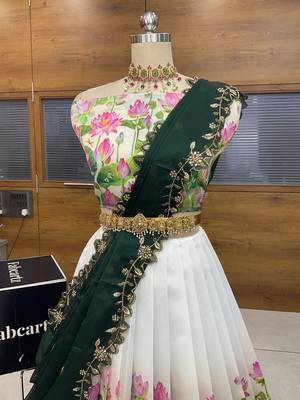Green Embroidered Art Silk lehenga choli 4
