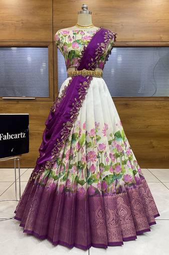 Purple Embroidered Art Silk lehenga choli