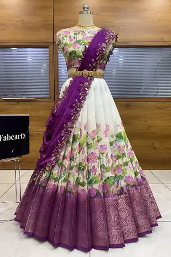 Purple Embroidered Art Silk lehenga choli