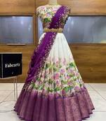 Purple Embroidered Art Silk lehenga choli