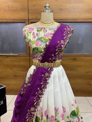 Purple Embroidered Art Silk lehenga choli 2