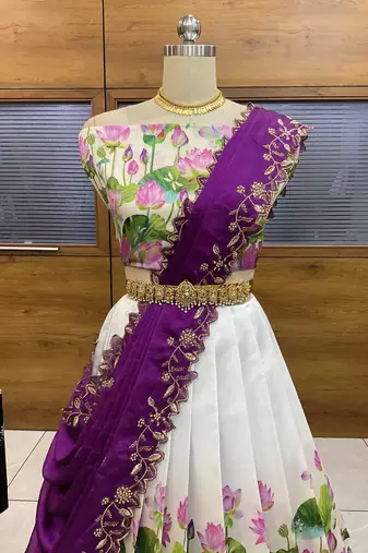 Purple Embroidered Art Silk lehenga choli
