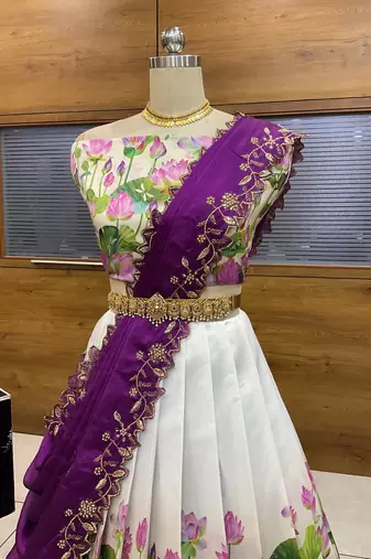 Purple Embroidered Art Silk lehenga choli