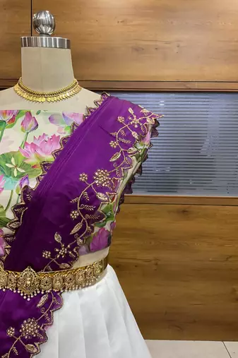 Purple Embroidered Art Silk lehenga choli