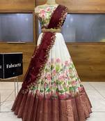 Maroon Embroidered Art Silk lehenga choli
