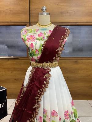 Maroon Embroidered Art Silk lehenga choli 2