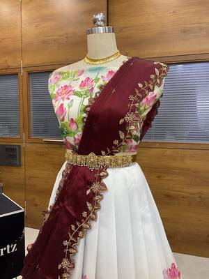 Maroon Embroidered Art Silk lehenga choli 3