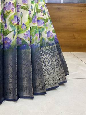 Turquoise Embroidered Art Silk lehenga choli 4