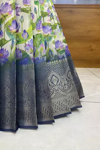 Turquoise Embroidered Art Silk lehenga choli