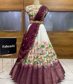 Purple Embroidered Art Silk lehenga choli