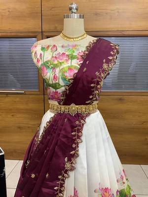 Purple Embroidered Art Silk lehenga choli 2