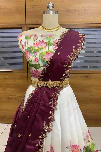 Purple Embroidered Art Silk lehenga choli