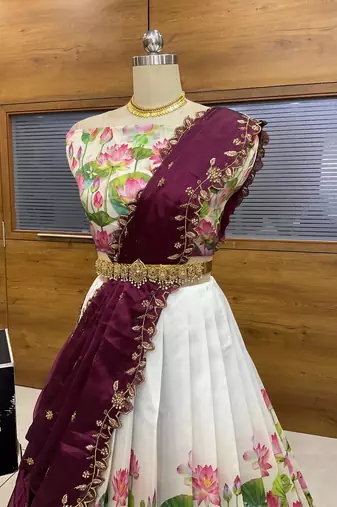 Purple Embroidered Art Silk lehenga choli