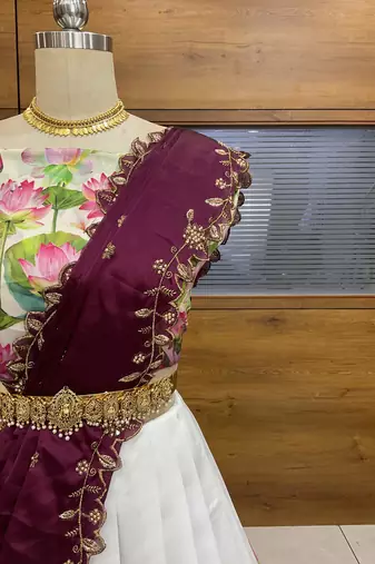 Purple Embroidered Art Silk lehenga choli