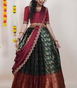 Green Embroidered Taffeta lehenga choli