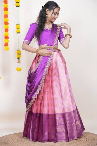 Pink Embroidered Taffeta lehenga choli