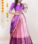 Pink Embroidered Taffeta lehenga choli
